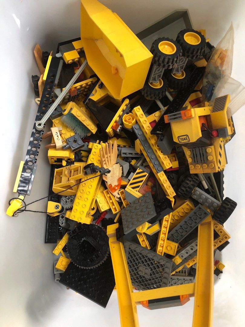 Lego blocks pieces road tracks and vehicles