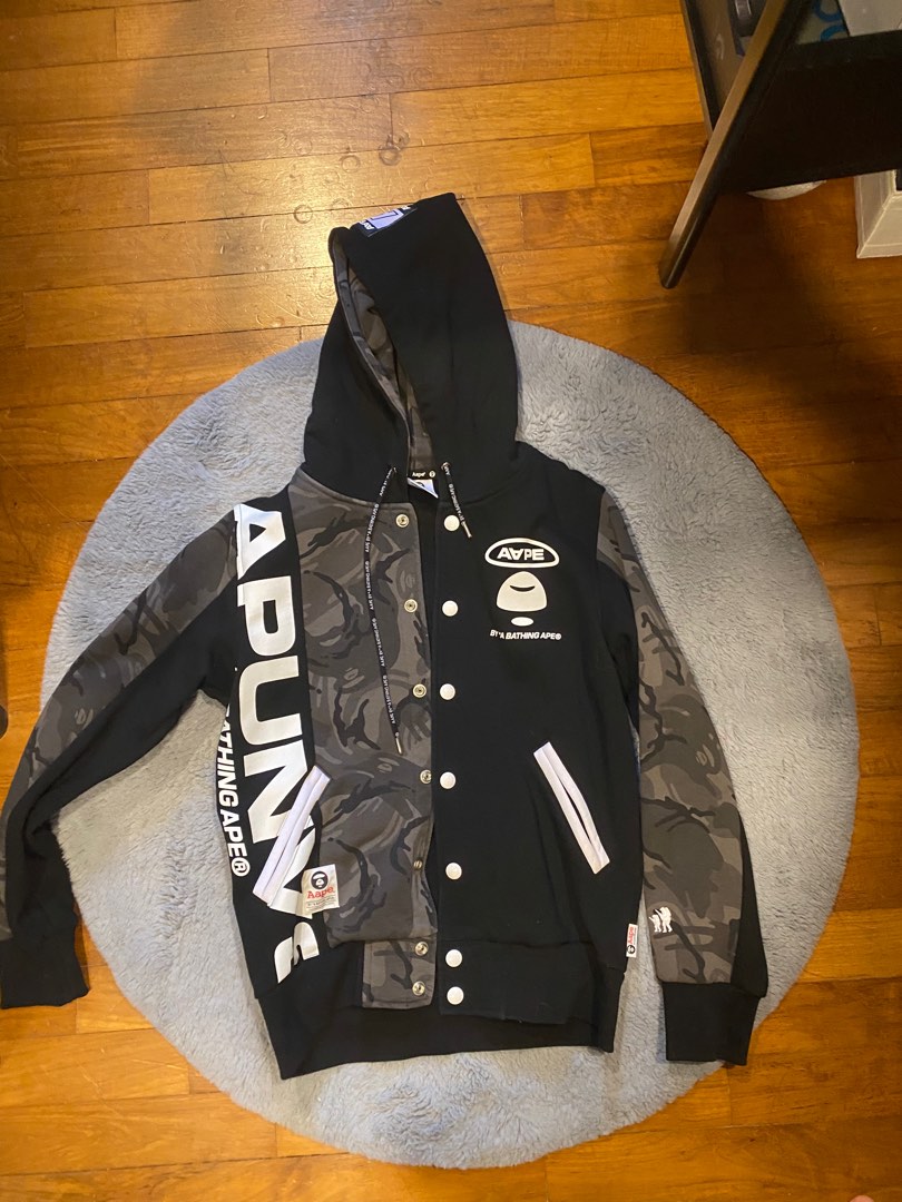 aape universe varsity cotton hoodie grey camo Men s Fashion Coats Jackets and Outerwear on Carousell