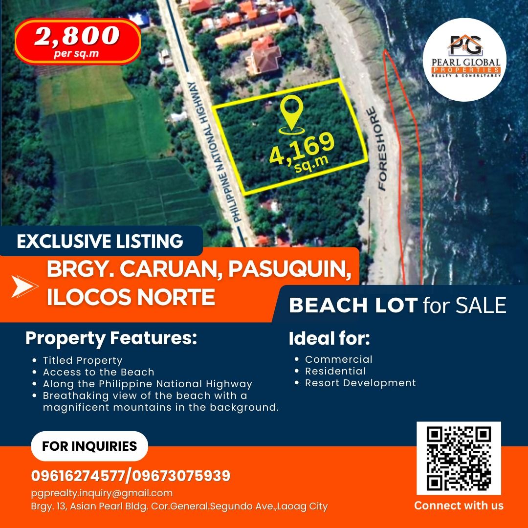 ACCESSIBLE BEACH LOT FOR SALE LOCATED ALONG THE NATIONAL HIGHWAY IN