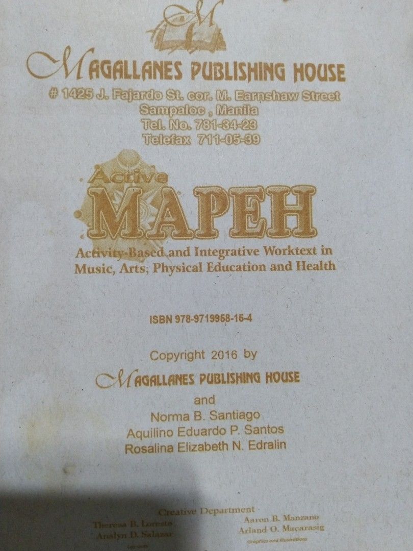 Active MAPEH Grade 8 (Category: Textbooks) located in Cavite. Submitted by wanaricci (Listing ID 1316728752, Image 2). Description: .