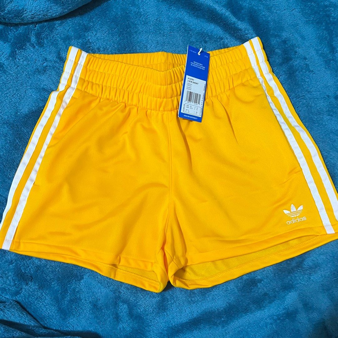 Adidas 3 stripe shorts womens yellow best sale