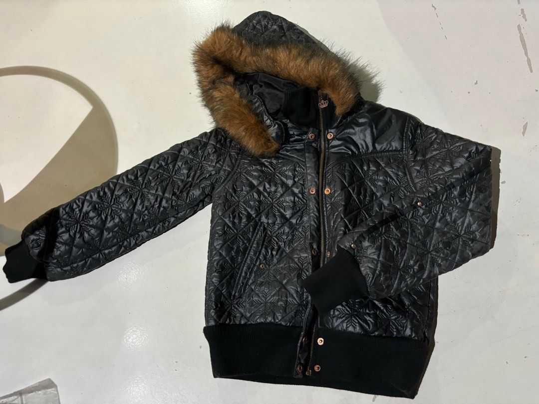 Adidas Respect Me Missy Elliot Jacket Size 38 Fur Hooded Black Puffa Puffer Y2K Women s Fashion Coats Jackets and Outerwear on Carousell
