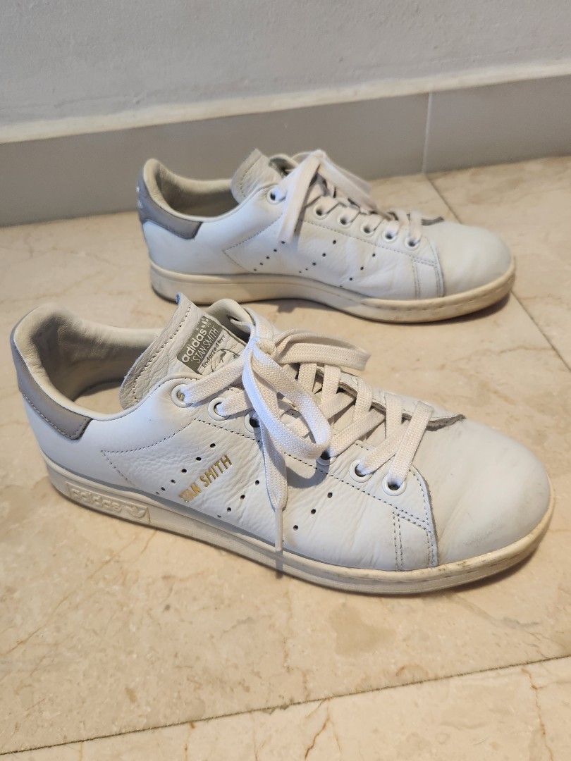 Adidas Stan Smith white base gold logo grey back