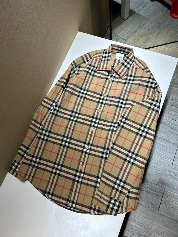 Authentic burberry men s plus size plaid cotton long sleeve shirt