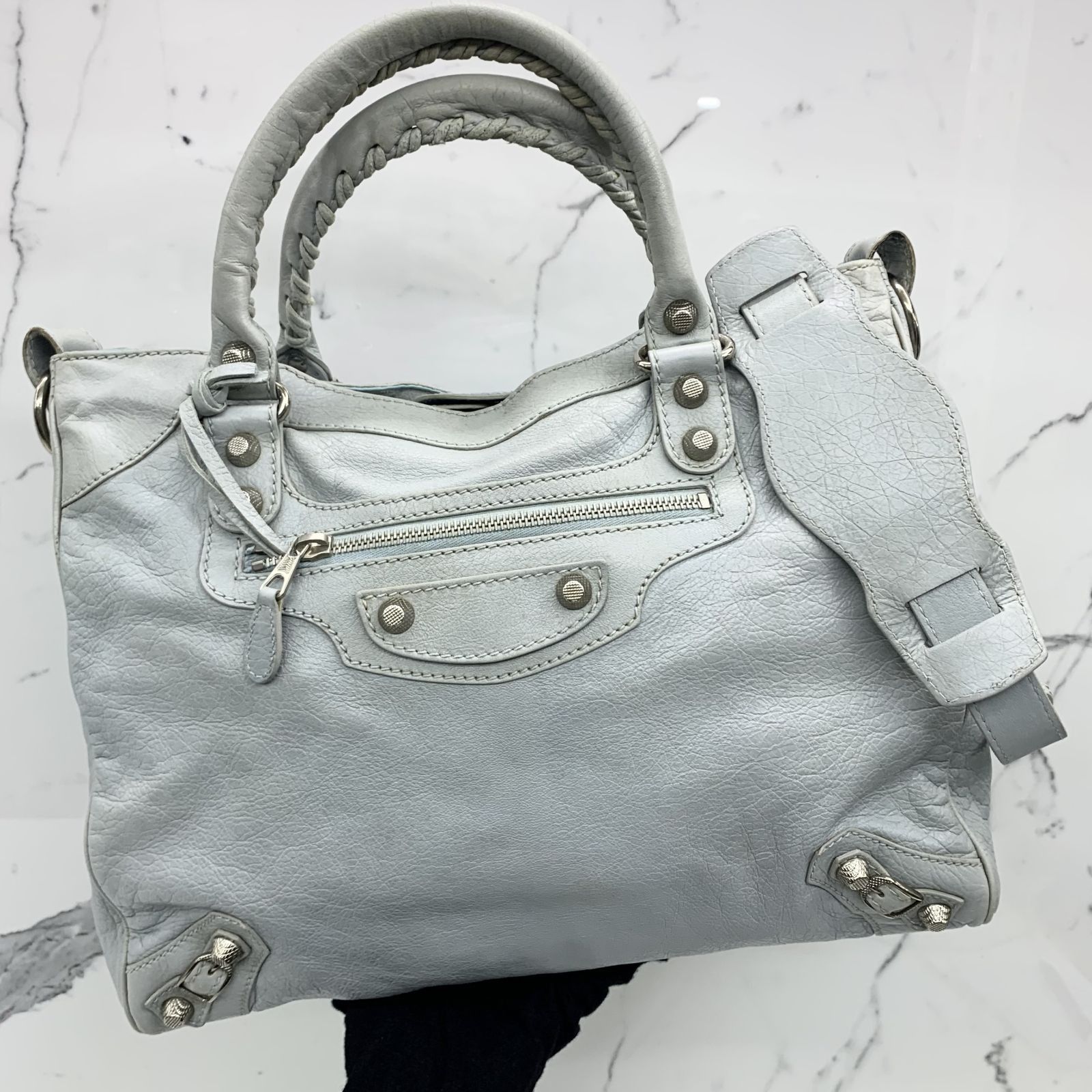 BALENCIAGA 282010 BLUE W MIRROR 2WAY SHOULDER BAG 247034883 GI