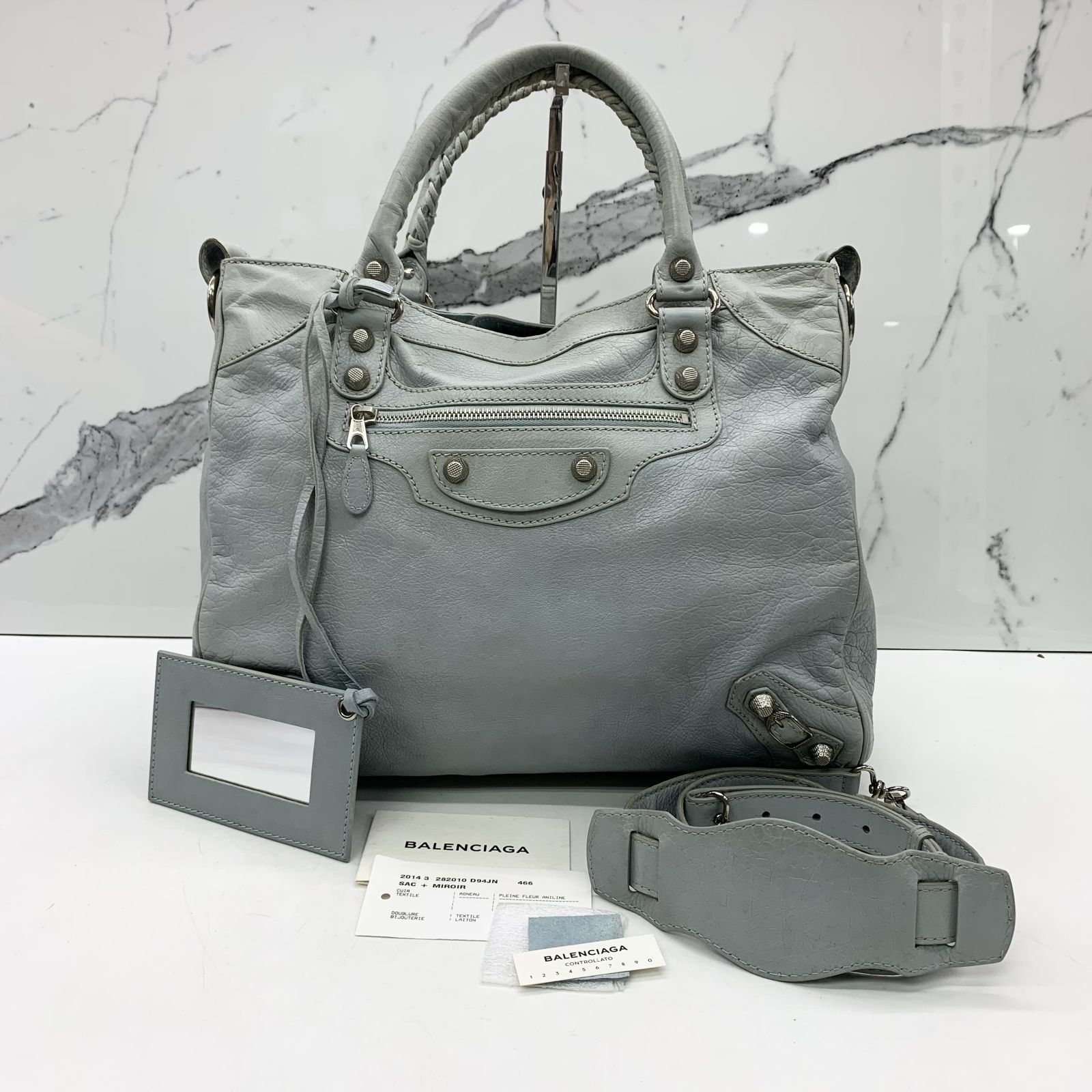 BALENCIAGA 282010 BLUE W MIRROR 2WAY SHOULDER BAG 247034883 GI