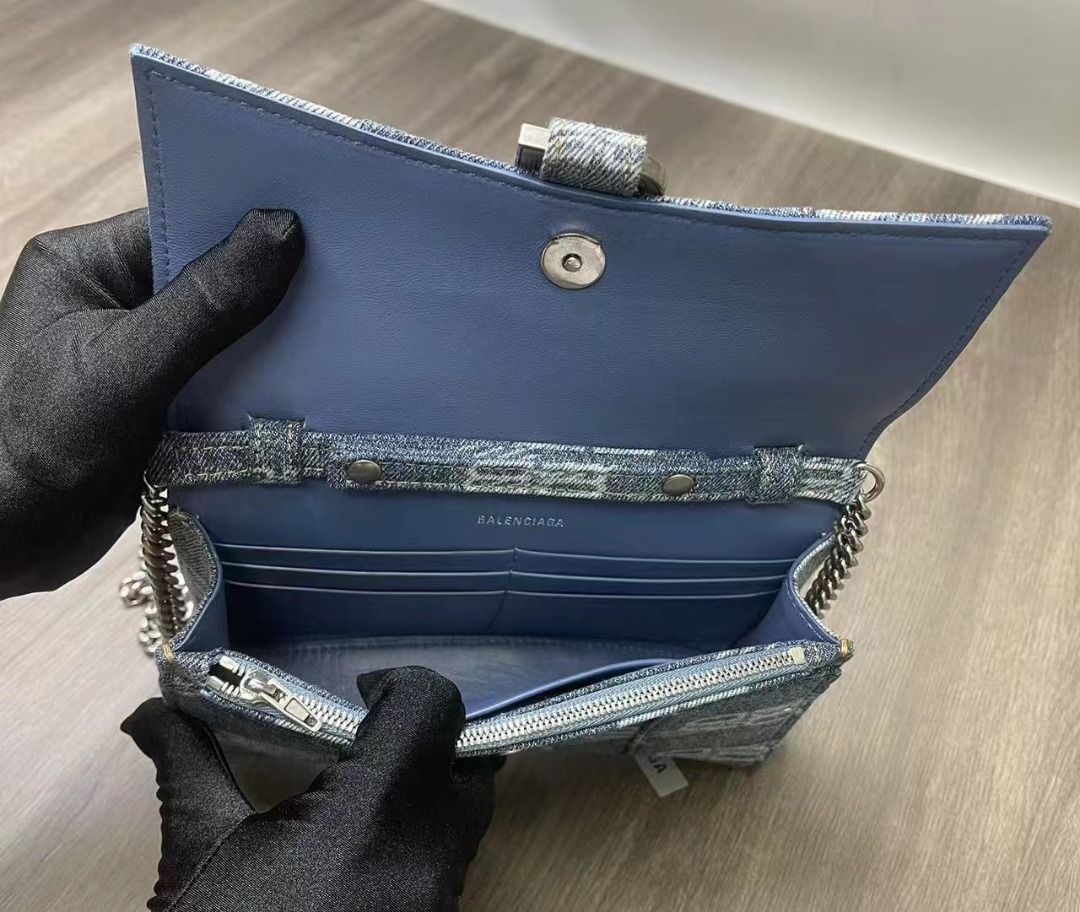 Balenciaga Hourglass BB Monogram Chain Wallet in Denim 656050 210E6 4716 Carousell