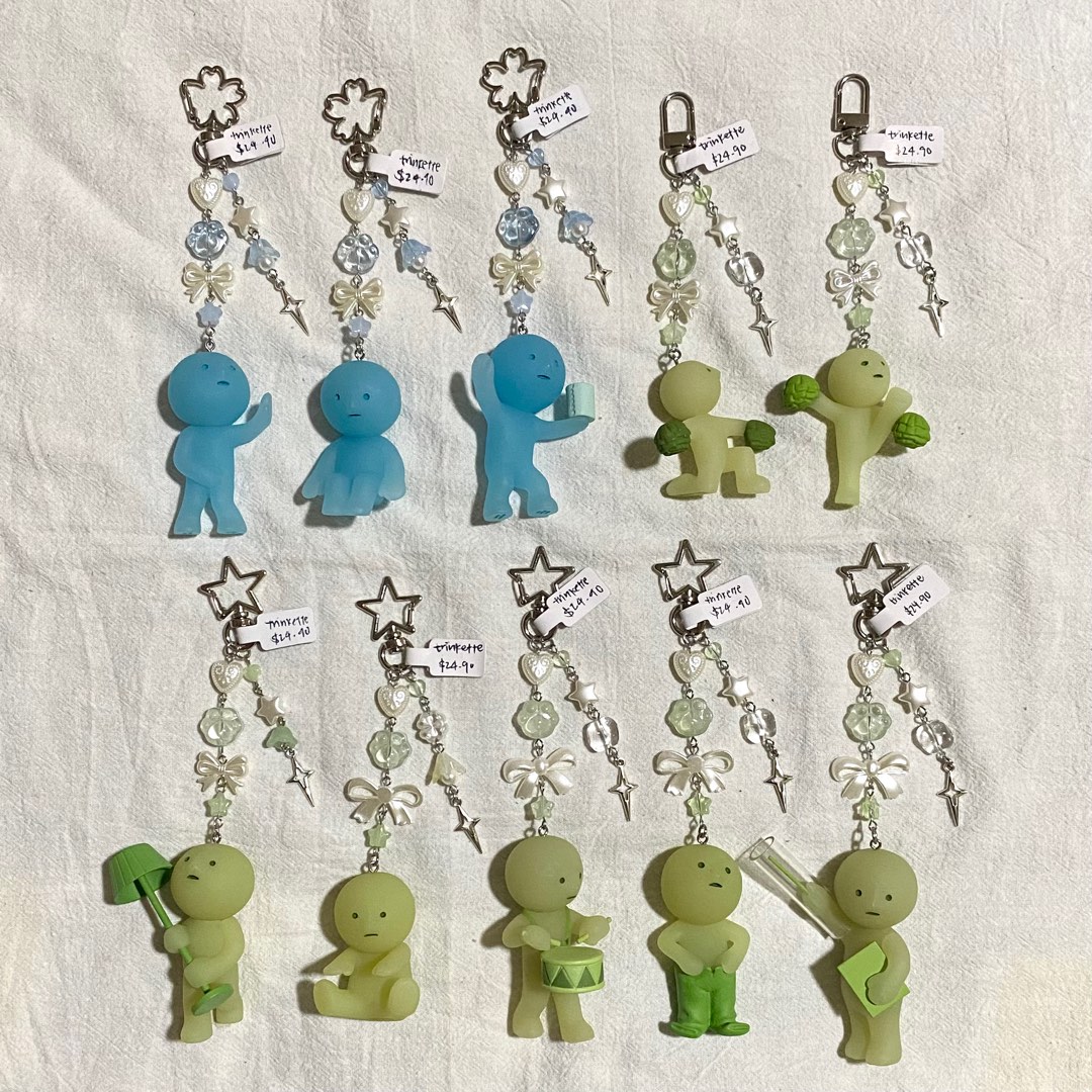 beaded smiski keychains, Women's Fashion, Jewelry Organisers - Main Image