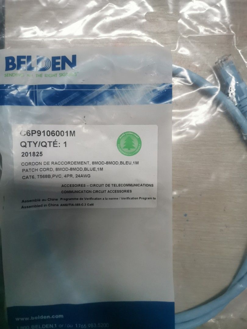 Belden cat6 UTp patch cord 1M (Category: Cables & Adaptors) located in Quezon City. Submitted by networkelectricalrefacu (Listing ID 1316674448, Image 1). Description: belden cat6 utp indoor patch cord.
