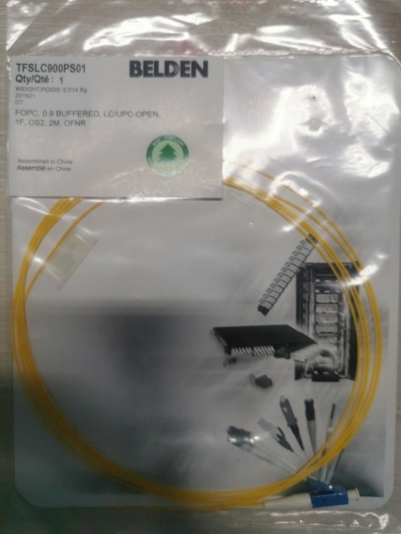 Belden Single mode Pigtail LC TFSLC900PS01 (Category: Cables & Adaptors) located in Quezon City. Submitted by networkelectricalrefacu (Listing ID 1316674966, Image 1). Description: belden single mode pigtail LC type connector, FOPC, 0.9 buffered, LC/UPC-open, 1F, OS2, 2M OFNR.