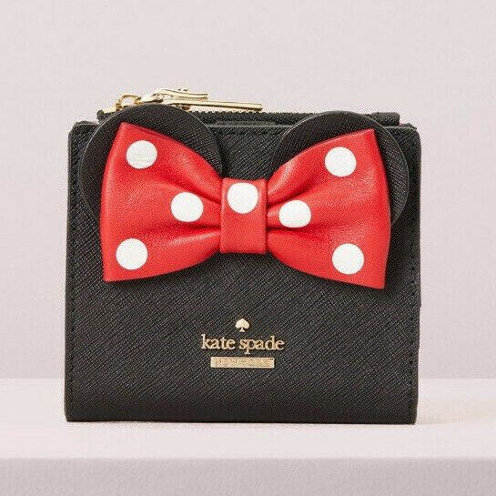 BNIP Kate Spade Minnie Mouse Bifold Wallet Black, Women's Fashion