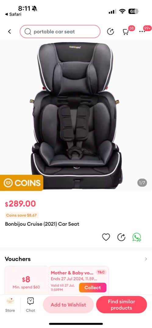 Bonbijou cruise car seat top