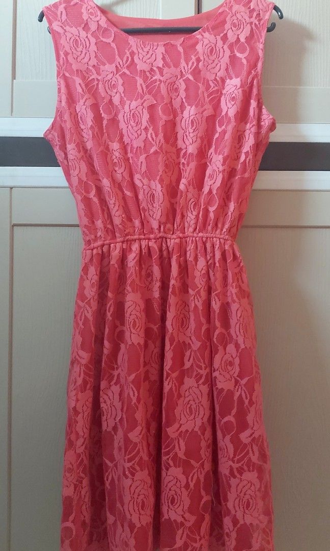 Brokat Dress Brukat Dress Lace Dress Dark Peach Dress Dress Tanpa  Lengan