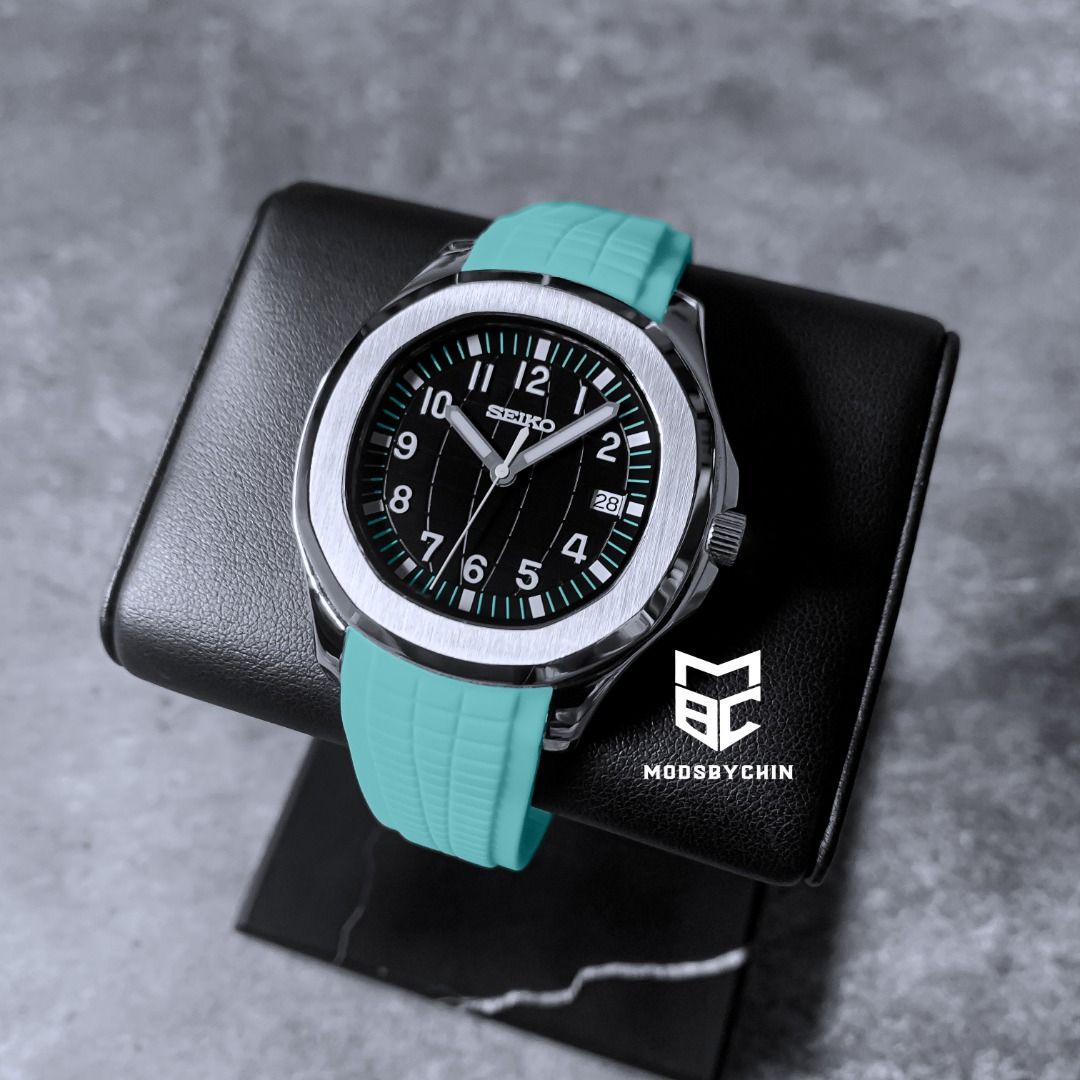 BUILD Seiko Aquanaut Tiffany Blue Black Mod Men s Fashion Watches Accessories Watches on Carousell