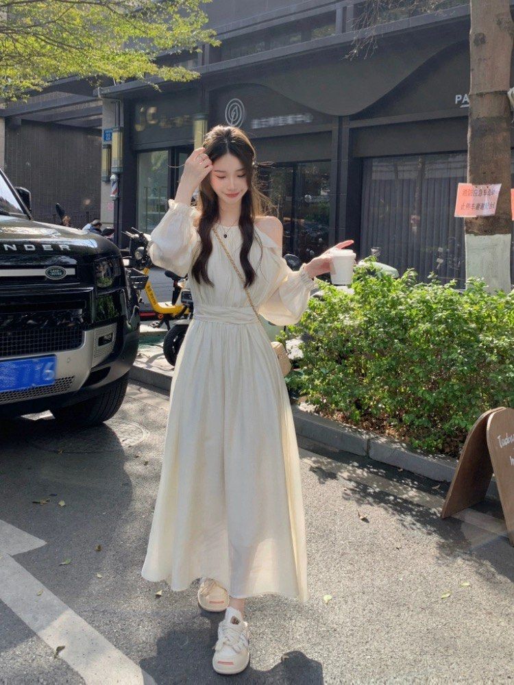 Cold shoulder long sleeve dress new arrivals