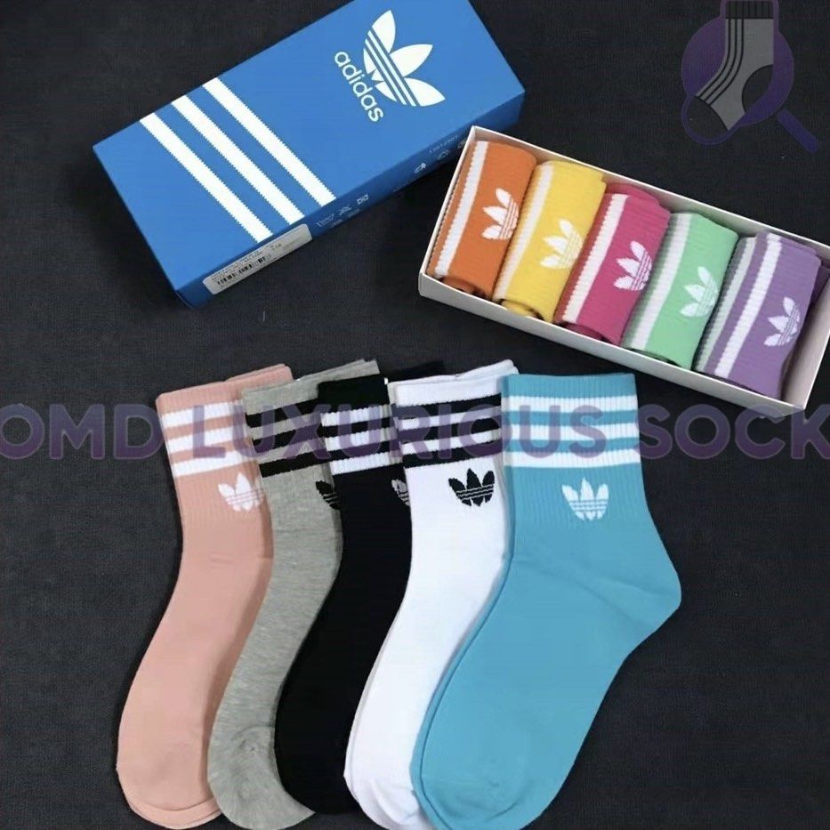Crew Medium Adidas Flower Fashion Running Sport Socks Pendek Men Women Casual Sock Cotton