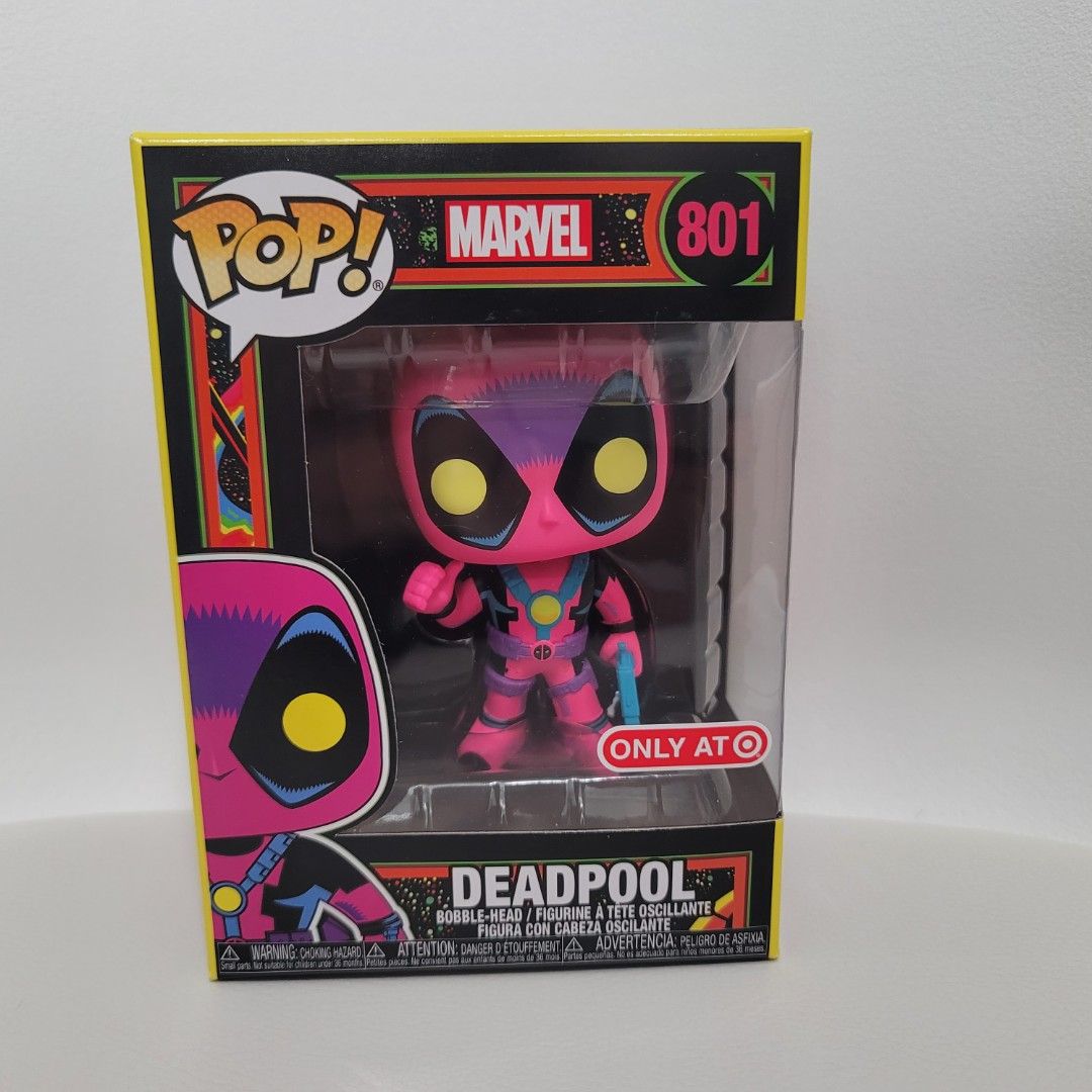 DEADPOOL Marvel Black Light Target Exclusive Funko Pop (Category: Figurines & Statues) located in Quezon City. Submitted by jasperstoyvault (Listing ID 1316651717, Image 1). Description: New and unopened. Bought and shipped from US. Box not guaranteed mint. Request photo if necessary. For pick up only via Lalamove or Grab Express. Novaliches QC area. BDO BPI GCash payment..