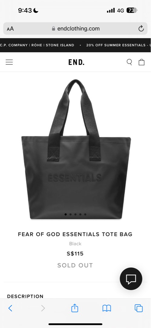 FEAR OF GOD ESSENTIALS TOTE BAG Women s Fashion Bags Wallets Tote Bags on Carousell