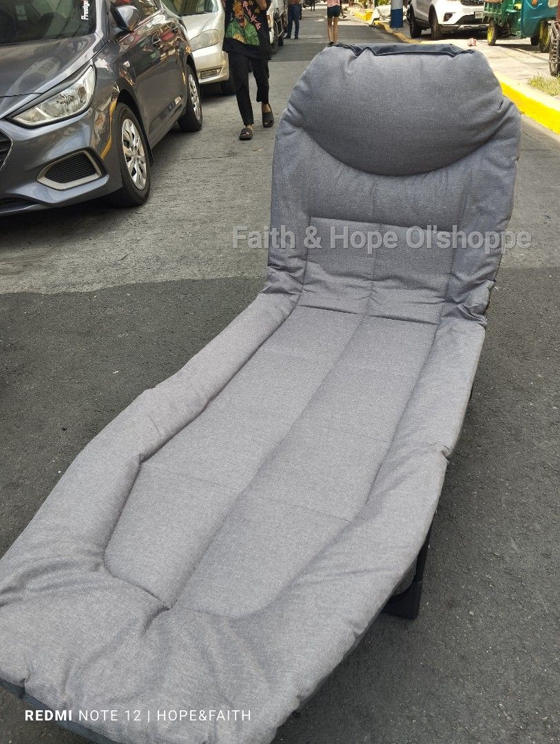 Folding Bed With Mattress (Heavy Duty) (Category: Bed Frames & Mattresses) located in Manila. Submitted by jamfrimzy089458 (Listing ID 1316778009, Image 2). Description: Available ‼️ Heavy Duty Folding Bed With Mattress ‼️ ✅Space Saver & Easy To Use ✅ Adjustable ✅Heavy duty- foldable bed chair for indoor ✅Color grey ✅Material- oxford cloth,cotton pad & steel ✅Easy to clean,suitable for laying,reading ✅Best gift for your love ones♥️ 🧷Pm me for mo