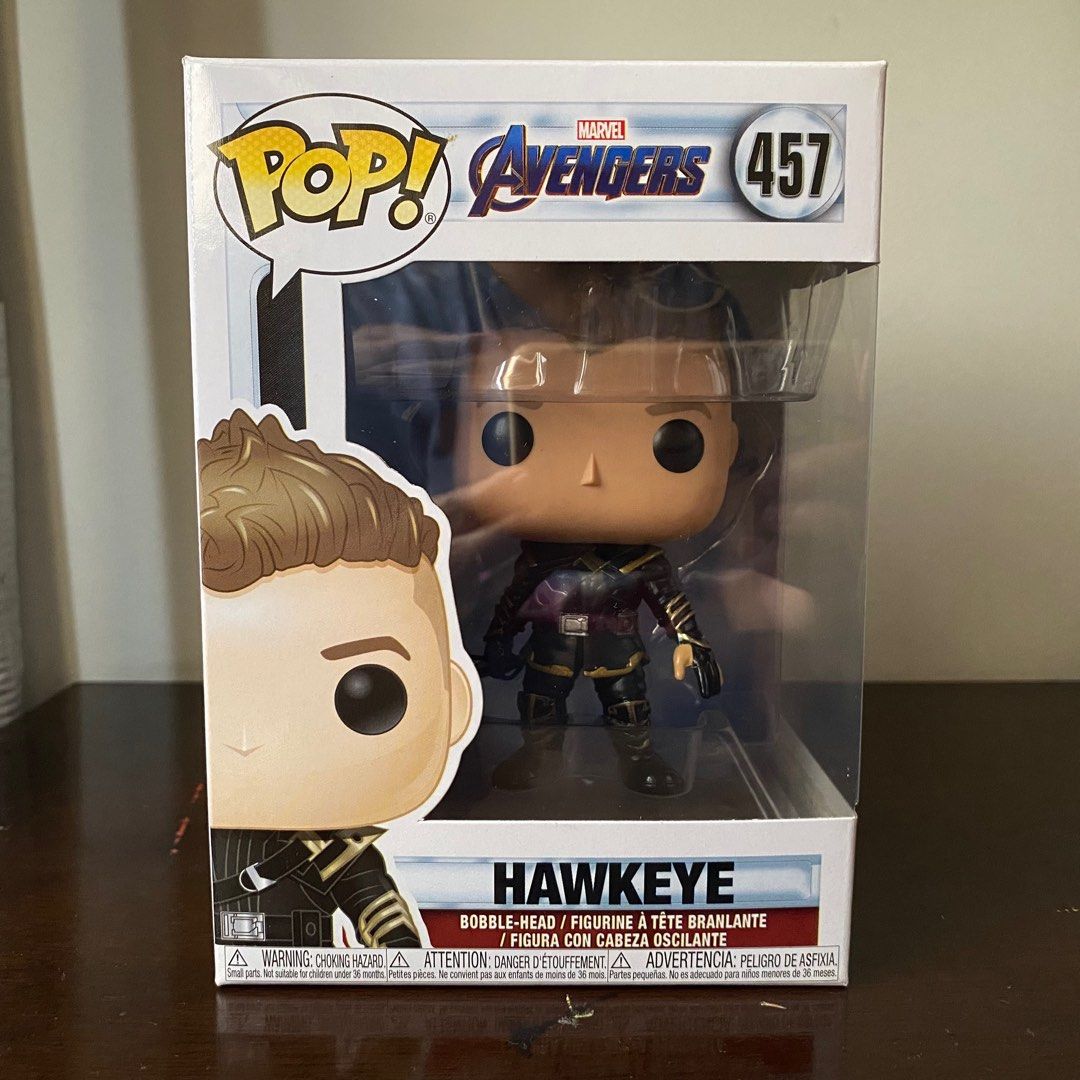 Funko Pop! Marvel Studios: Hawkeye (No. 457) from “Avenger: Endgame” (Category: Figurines & Statues) located in San Juan City. Submitted by androme.dan (Listing ID 1316785978, Image 1). Description: Funko Pop! Marvel Studios: Hawkeye (No. 457) from “Avenger: Endgame” ⭐️ Condition: 10/10 ⭐️ Never out of the Box ⭐️ RFS: Decluttering ⭐️ Comes with FREE Protector (additional 50 for BOSS).