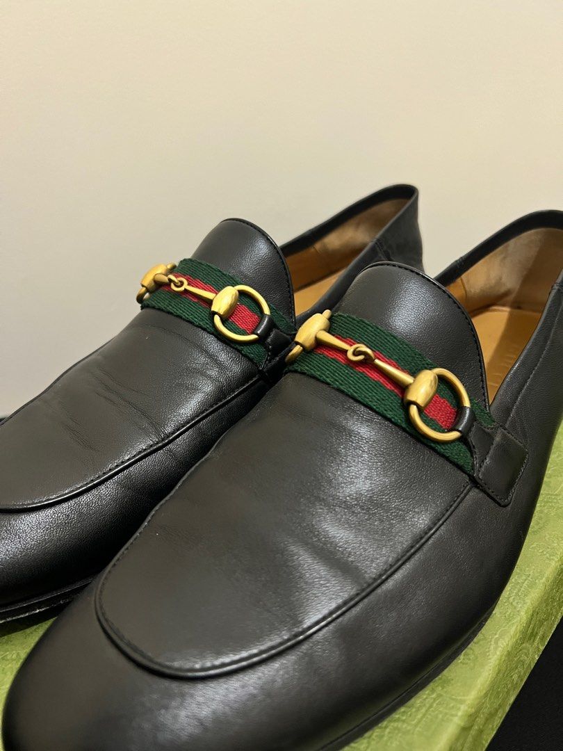 Gucci men's black leather loafers online