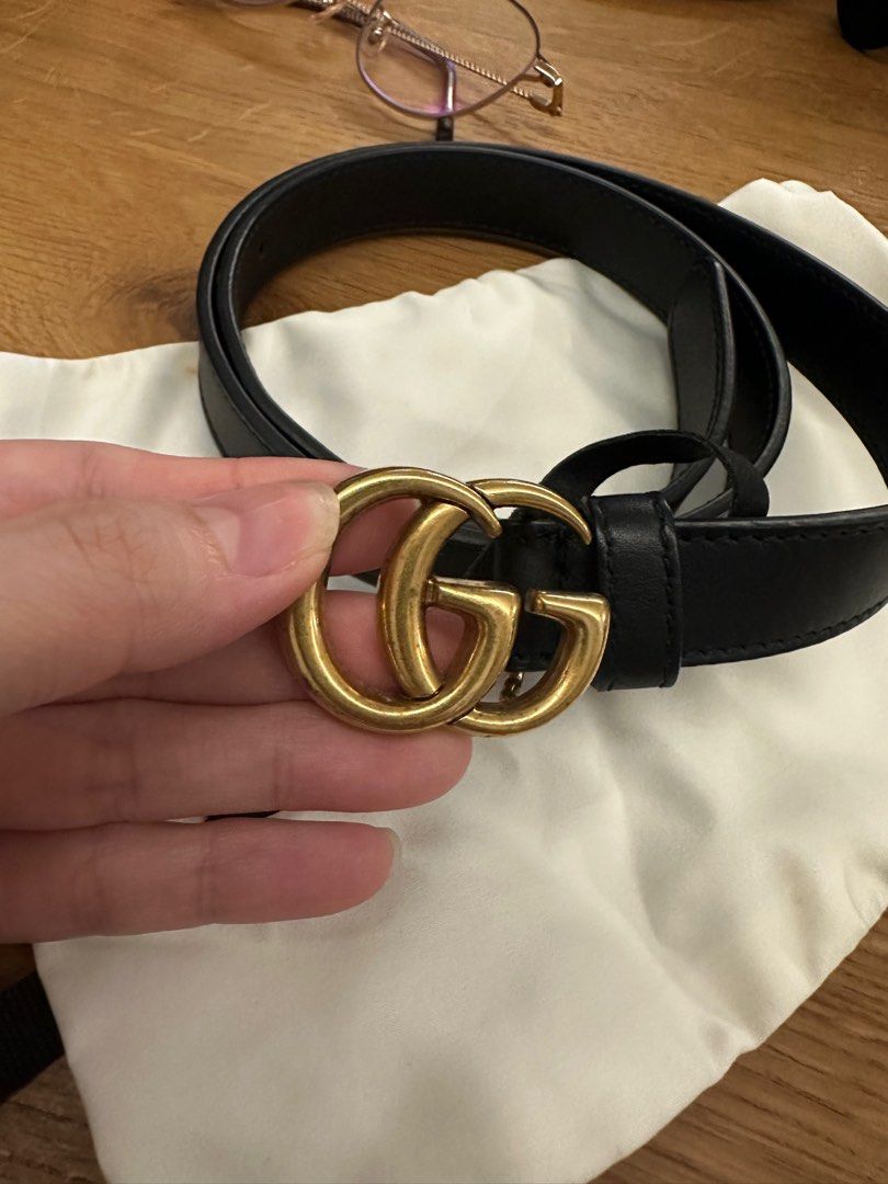 Gucci GG Marmont thin belt black size 70