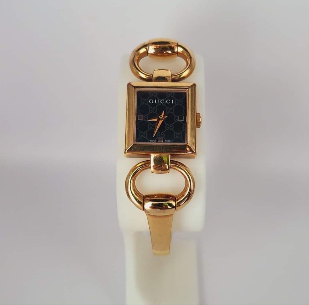 GUCCI YA120521 TORNAVONI SQUARE BANGLE LADIES BLACK DIAL QUARTZ WATCH