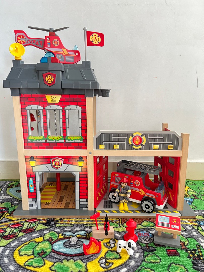 Hape Fire Station Set Hobbies Toys Toys Games on Carousell