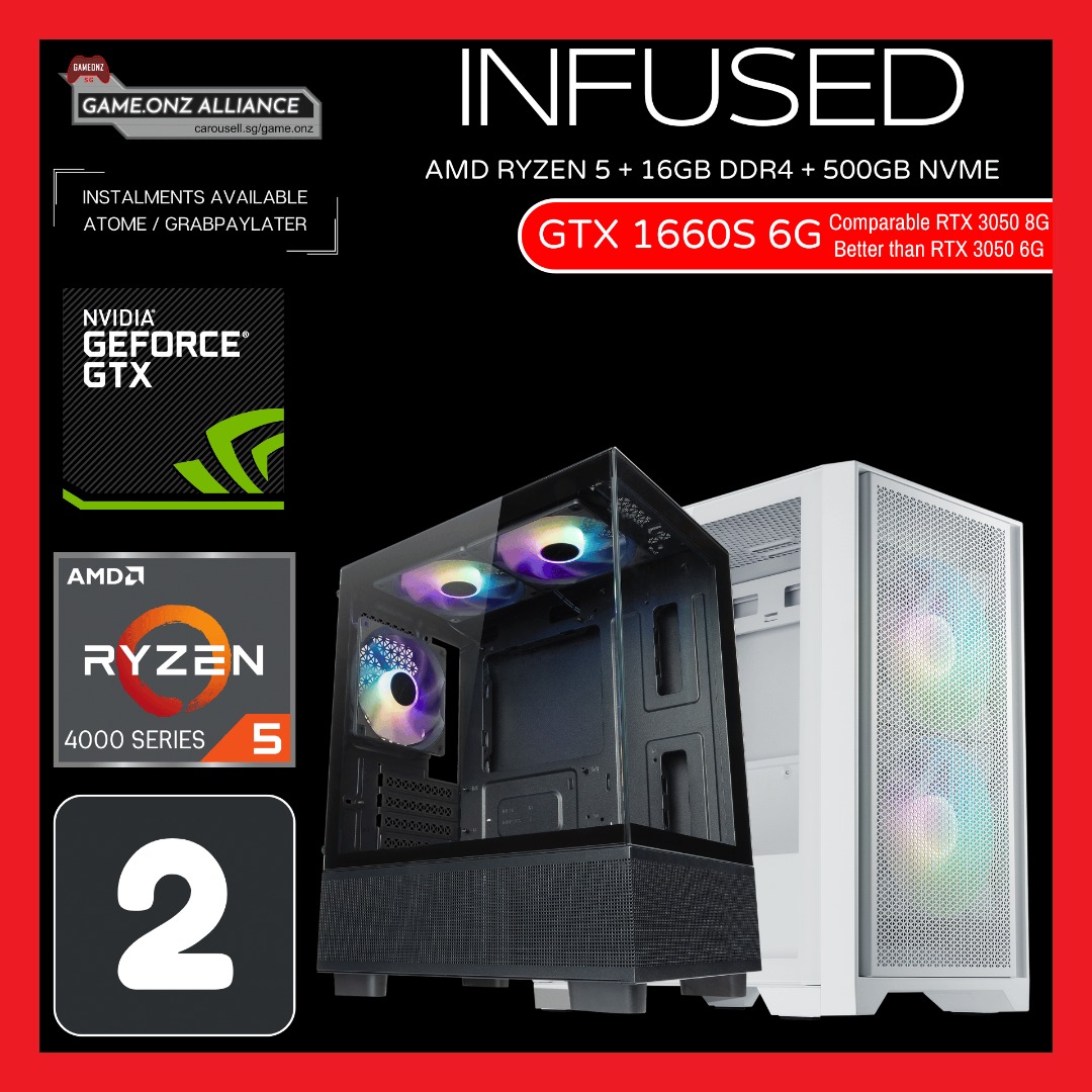 INFUSED WIFI LEVEL 2 AMD RYZEN 5 Cheap Gaming PC NVIDIA GEFORCE GTX 1050TI 6G powered Gaming Desktop PC suitable for work and play CSGO DOTA2 VALORANT ROBLOX ESPORTS 1080P