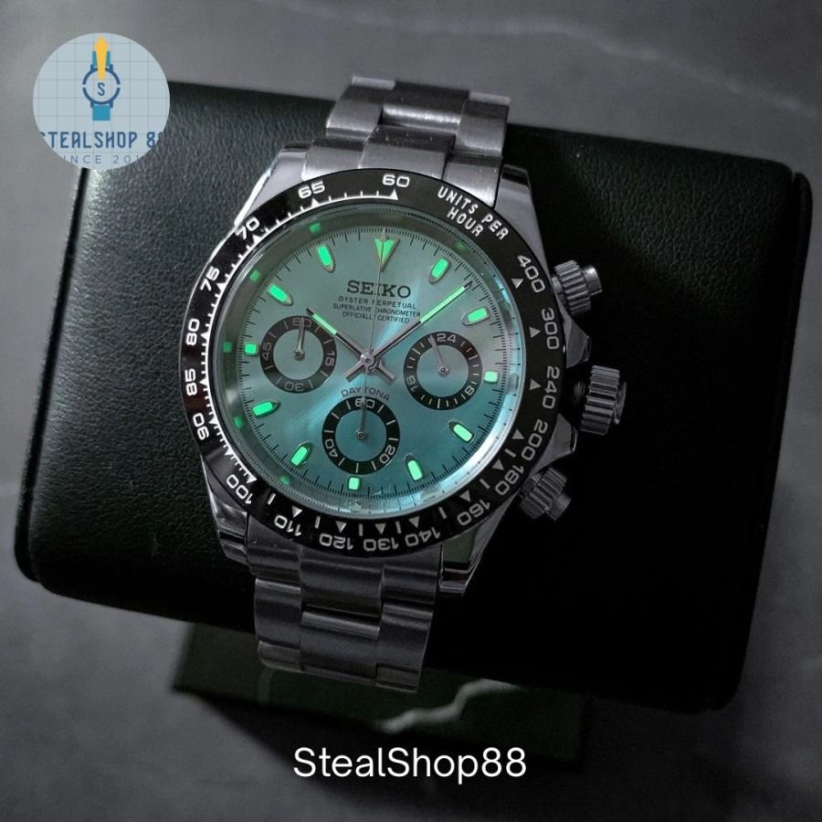 vk63 mod デイトナ アイスブルー　nh35 Blue Oyster-flex Daytona Seiko Mod 40 – NH35 Mod Watch Shop