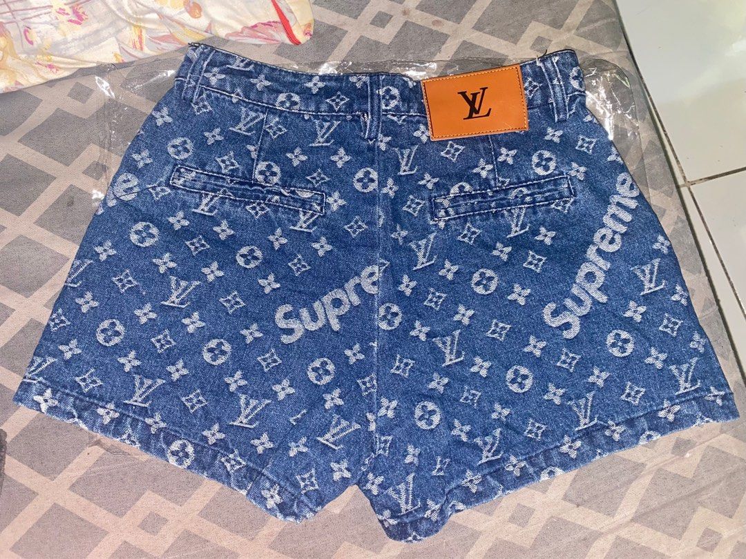 Size 26 Louis Vuitton x Supreme Monogram Denim Blue Shorts Small Medium Women s Fashion Bottoms Shorts on Carousell