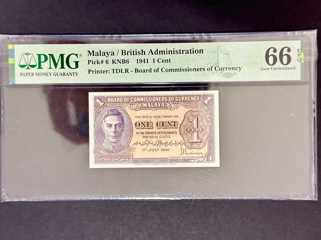 bd malaya Malaya 1941 1 Cent PMG 66 EPQ, Hobbies & Toys, Memorabilia & Collectibles,  Currency on Carousell