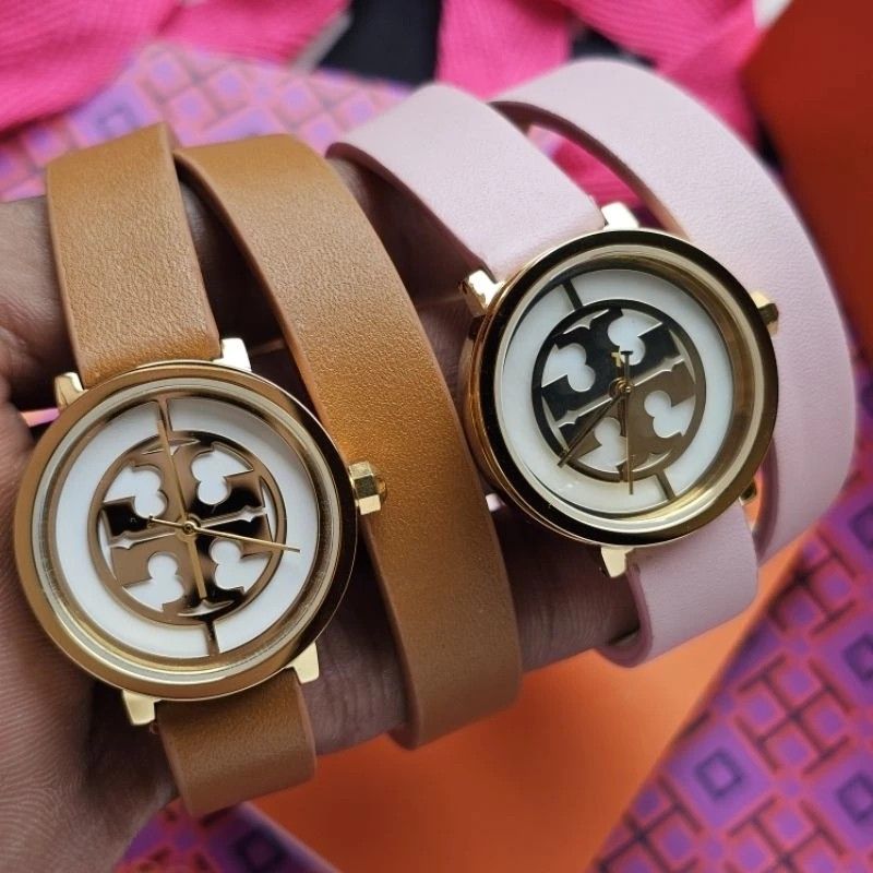 Mr Tory Burch Reva Double Leather Strap TBW4018 Pink Brown ORIGINAL Women s Fashion Watches Accessories Watches on Carousell