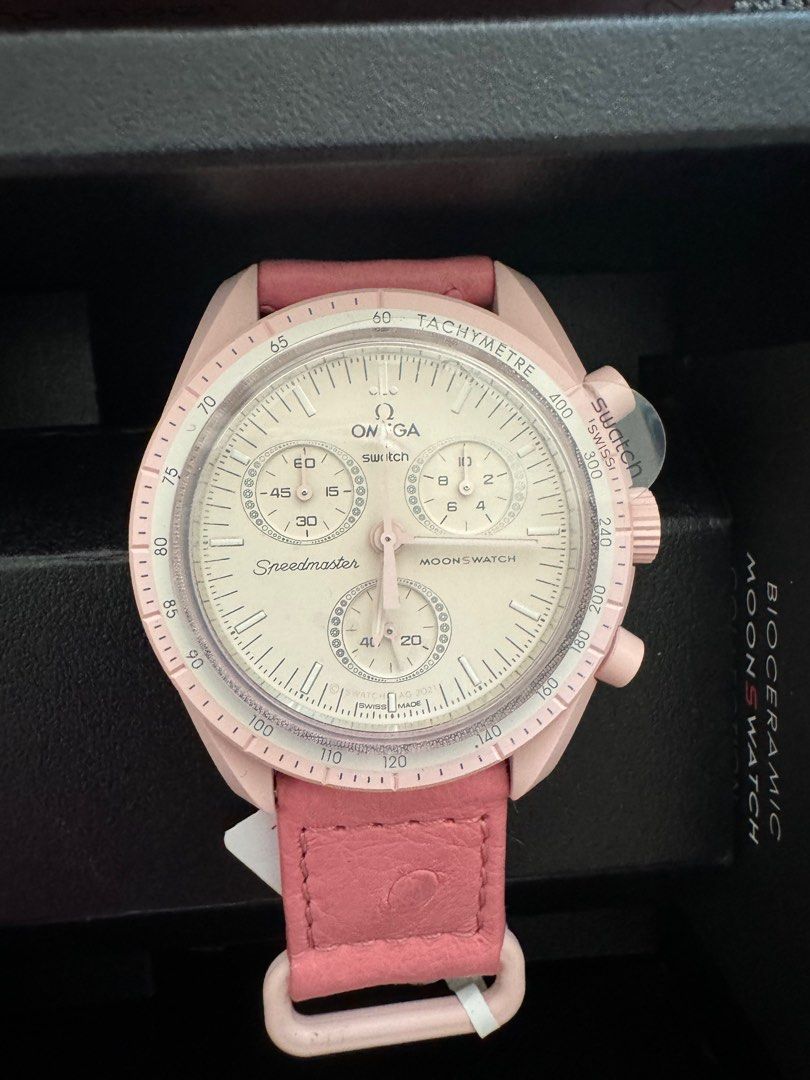Omega Swatch Mission to Venus Ostrich Strap, Luxury, Watches on