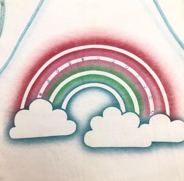 “One Tuff Babe” rainbow tank top (Category: Sleeveless) located in Limay. Submitted by 2000sbae (Listing ID 1316681863, Image 3). Description: Size: S-M.