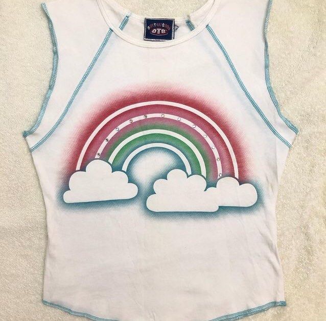 “One Tuff Babe” rainbow tank top (Category: Sleeveless) located in Limay. Submitted by 2000sbae (Listing ID 1316681863, Image 2). Description: Size: S-M.