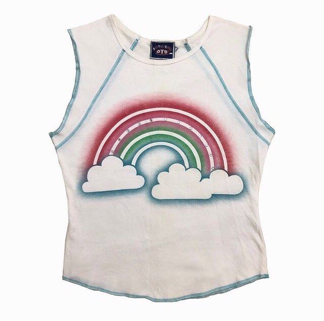 “One Tuff Babe” rainbow tank top (Category: Sleeveless) located in Limay. Submitted by 2000sbae (Listing ID 1316681863, Image 1). Description: Size: S-M.