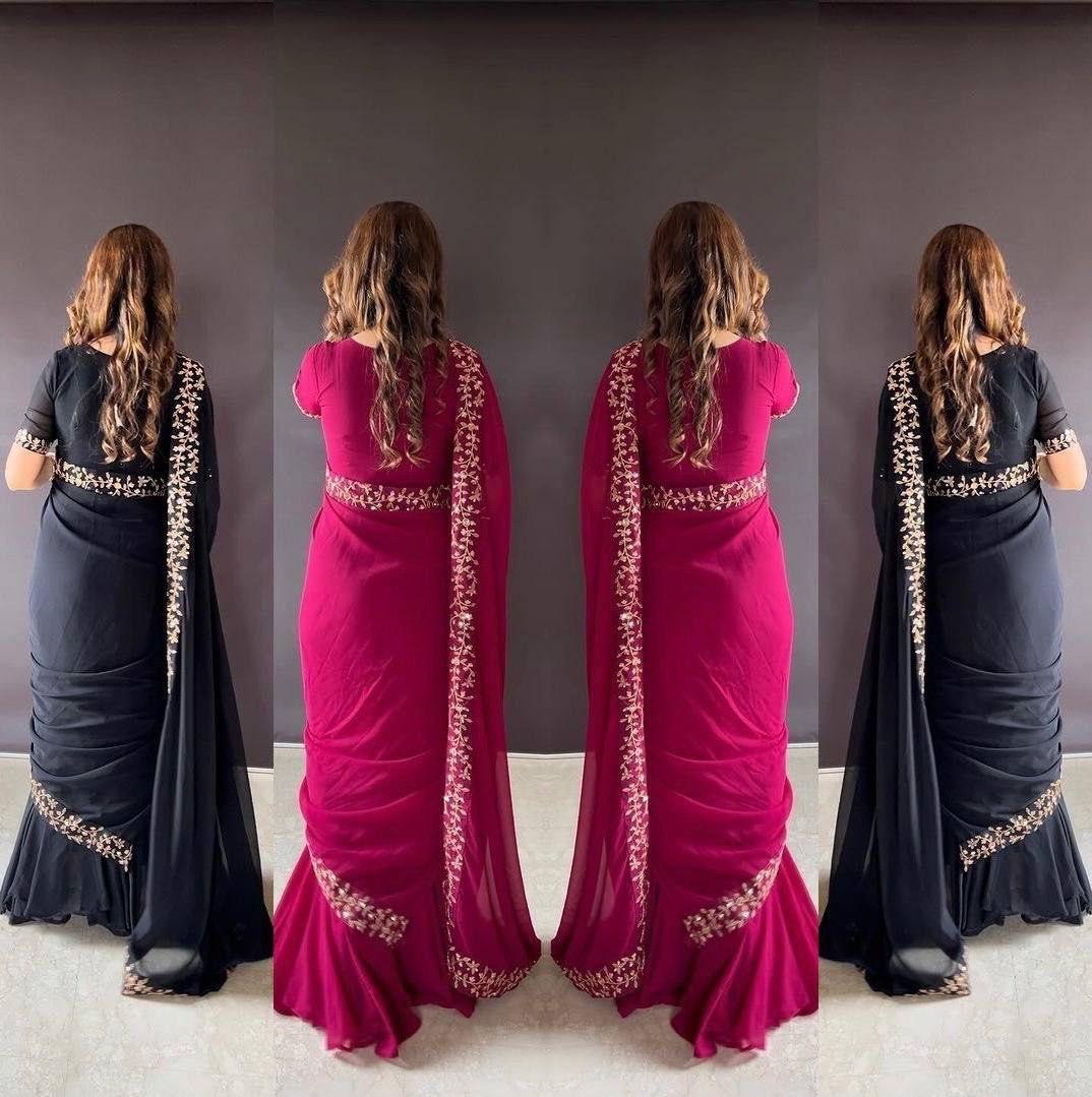 Readymade gown saree clearance