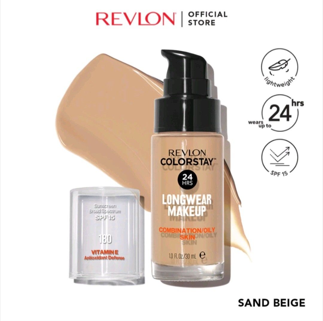 Revlon Colorstay Foundation with Vitamin E (Category: Makeup) located in Rizal. Submitted by acs_747 (Listing ID 1316655321, Image 3). Description: Brand new and 100% authentic Revlon makeup. Due to the nature of my work, I get makeup from various brands. Selling extra makeup that I won't be using. Perfect for makeup artists who's building their stash. Revlon Colorstay Longwear Foundation with Vitamin E Color: Sand Beige Skin type: For Combinatio