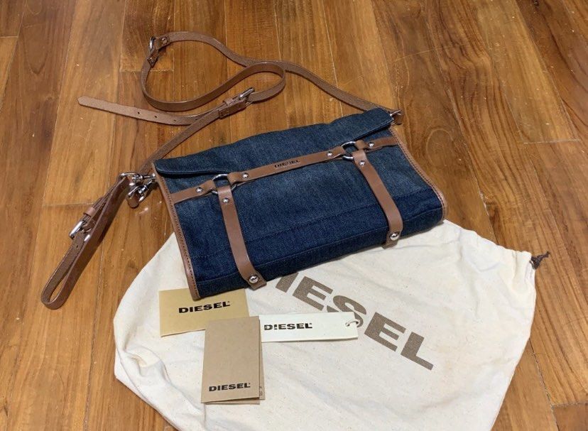 SALE!!! Authentic Diesel Italy Denim Leather cross body post