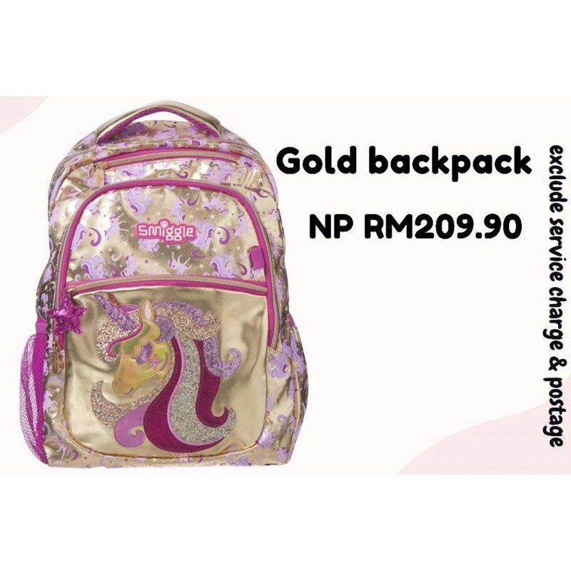 Smiggle gold unicorn backpack online