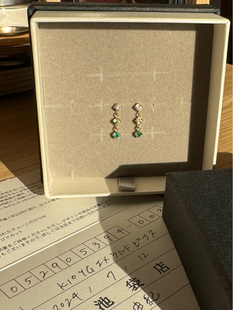 Tsutsumi Japan jewelry emerald earrings 10K Gold Women s Fashion Jewelry Organisers Earrings on Carousell