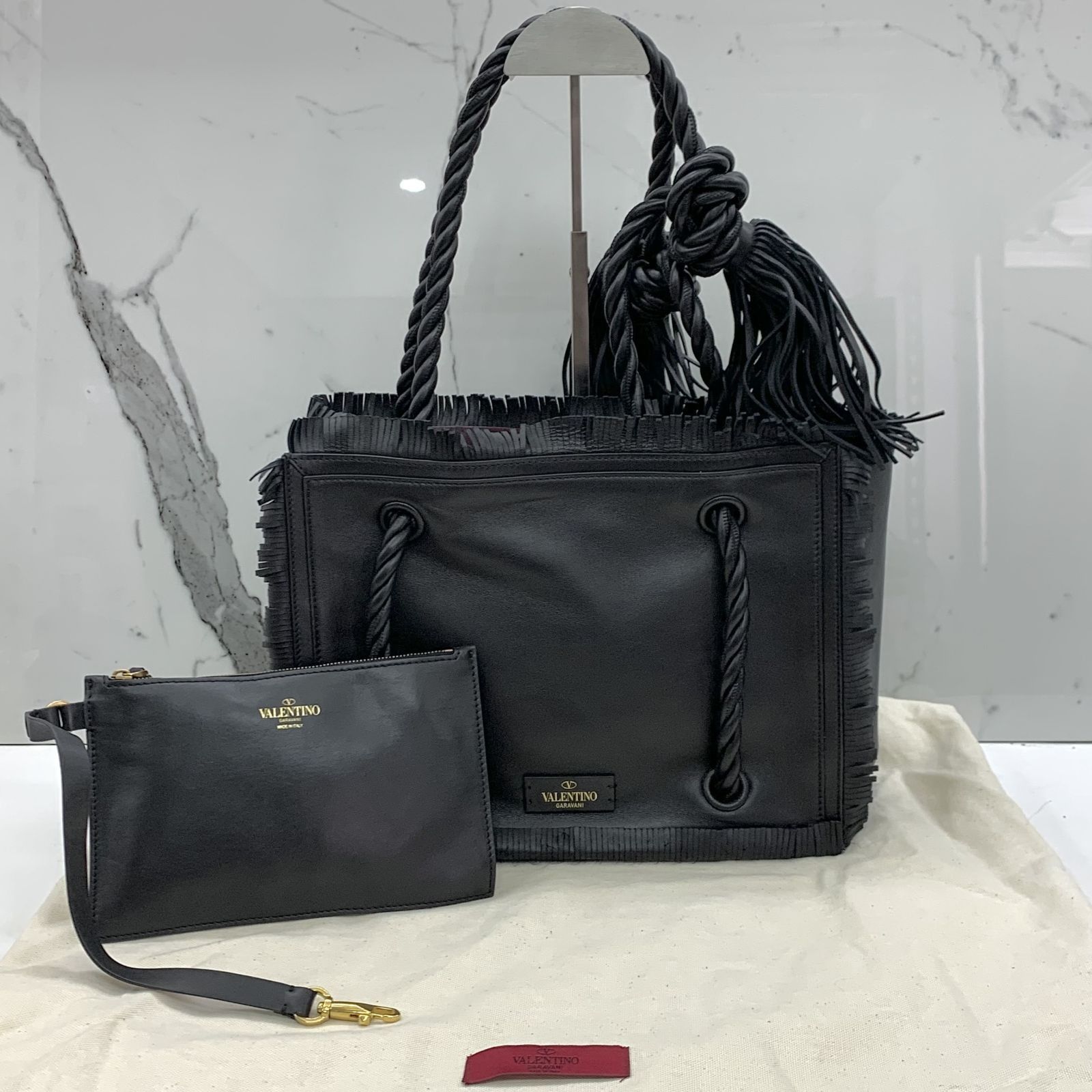 Valentino black tassel bag cheap