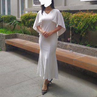 White Flowy Midi Dress for Graduation / Oathtaking / Formal Events / Date Nights / Wedding