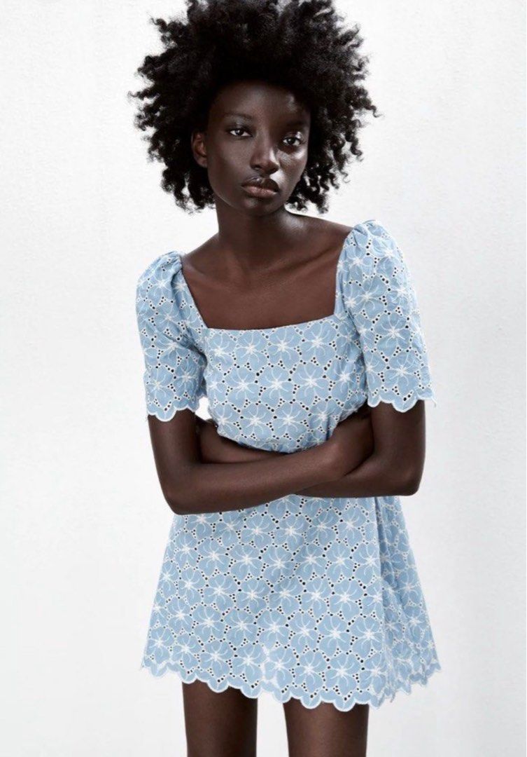 Light blue eyelet dress online