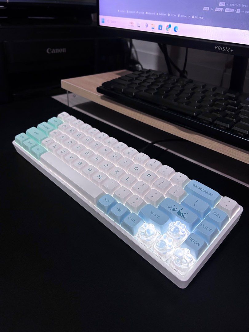 65% Custom Mechancial Keyboard (Seasalt keycaps + 4 dog artisan keycaps ...