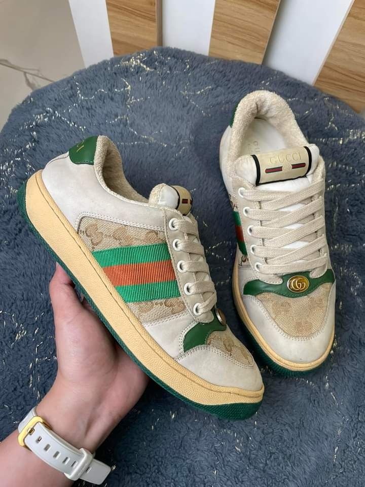 Gucci Distressed Dirty GG Canvas Leather Sneakers Size 37.5 to 37 Luxury Sneakers Footwear on Carousell