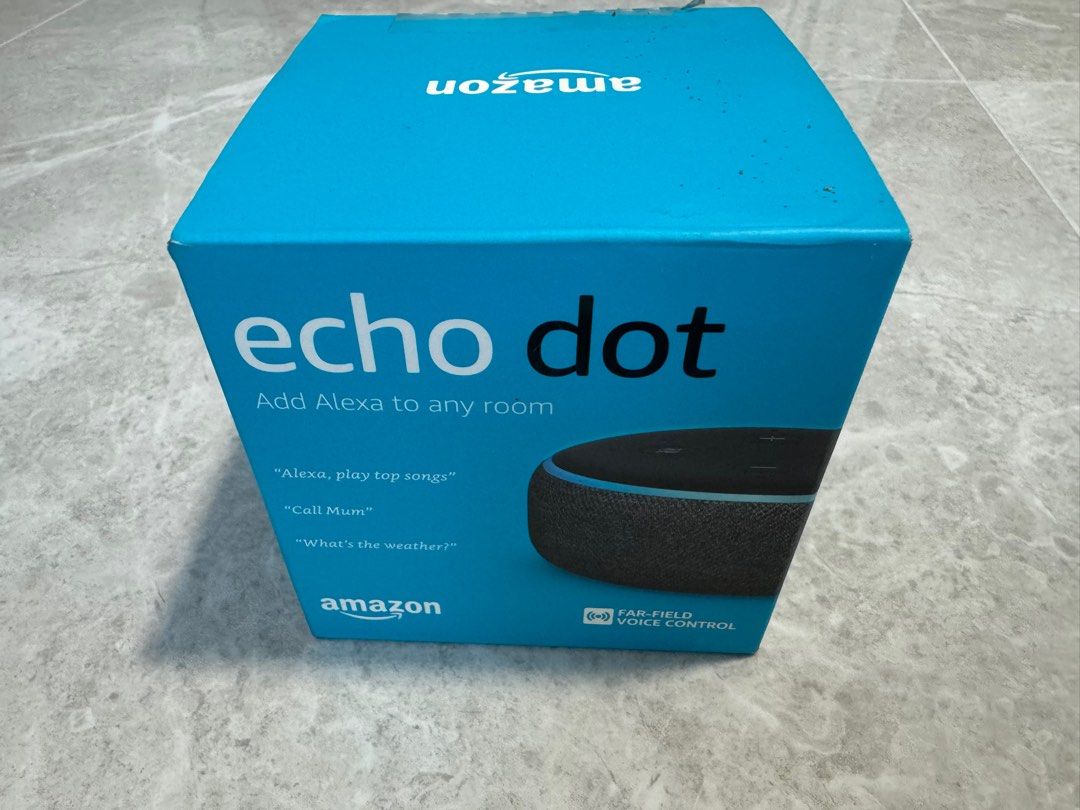Amazon Echo Dot (3rd Generation) (Category: Entertainment Systems & Smart Home Devices) located in Singapore. Submitted by bluewind86 (Listing ID 1316887942, Image 1). Description: Brand new, unopened.