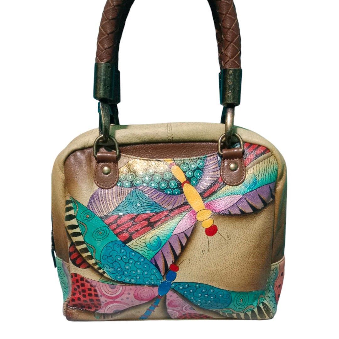 Anna by Anuschka Women s Hand Painted Leather Medium Zip Arround Handbag Luxury Bags Wallets on Carousell