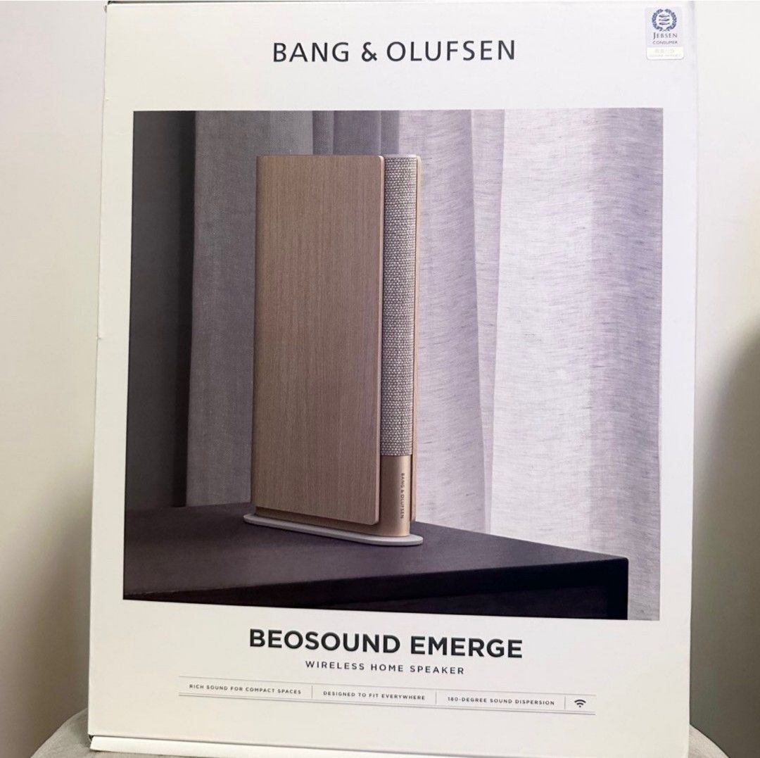 Bang & Olufsen: Beosound Emerge Bluetooth Speaker (Category: Soundbars, Speakers & Amplifiers) located in Quezon City. Submitted by etc06 (Listing ID 1316825146, Image 1). Description: Bang & Olufsen Beosound Emerge (Oak) SRP as of Feb 2025 is ₱81,700 Good as brand new - Opened and used a few times only - Complete and full set in box Bang and Olufsen Beosound Emerge Beoplay Beosound H95 H100 H9 H8 A9 A2 Level Balance Emerge.